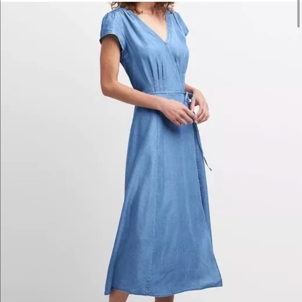Gap Chambray Tencel Denim Wrap Dress